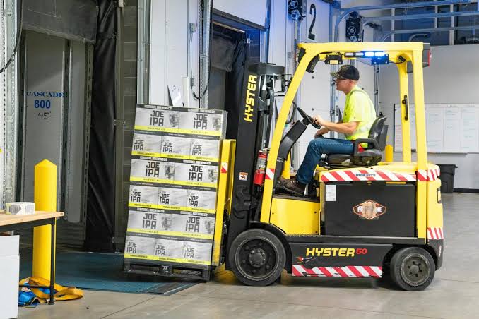 Forklift driver at work in London